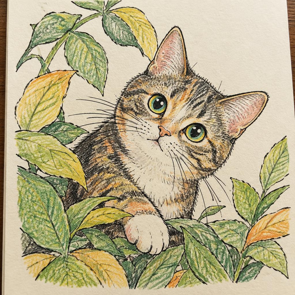 Cat in the Leaves